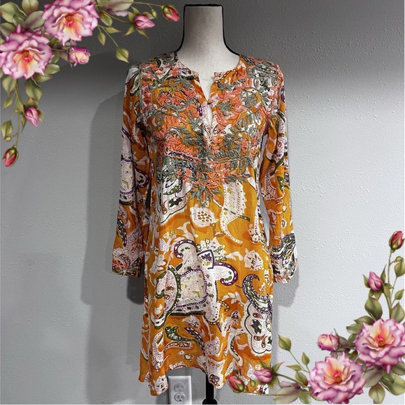 Raj Tops Raj Printed Embroidered Tunic Poshmark